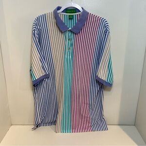 Vintage grand slam Blue and red Polo Shirt with Striking Stripes